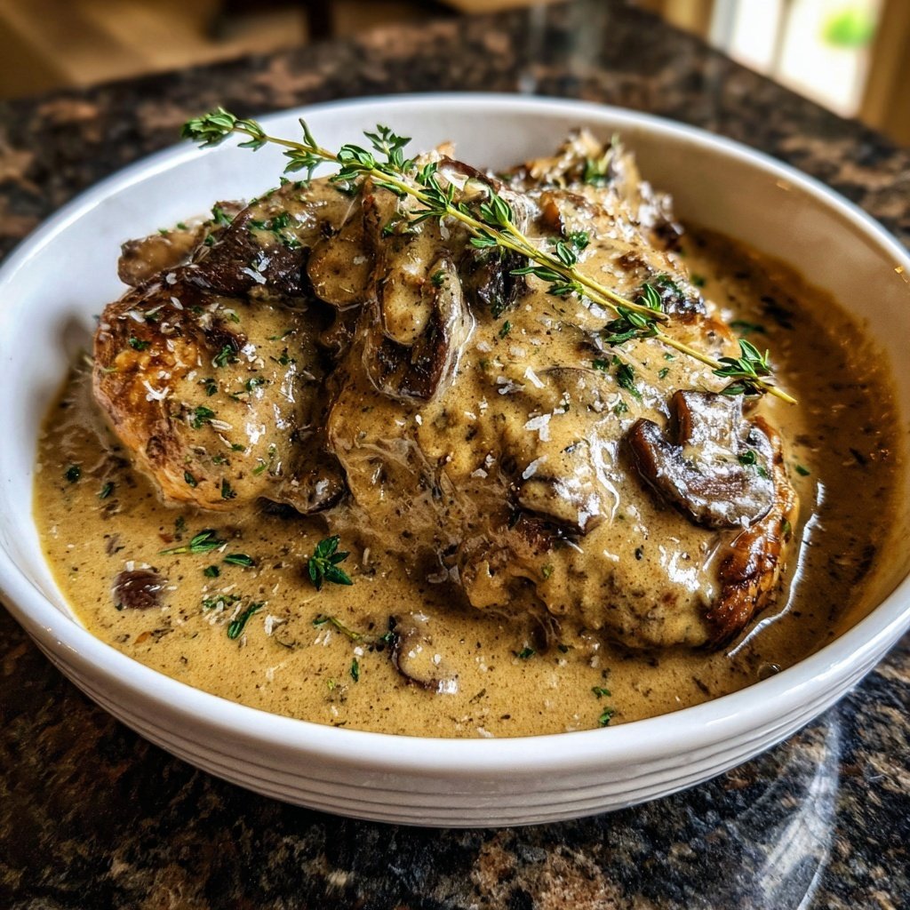 Thyme Parmesan Mushroom Gravy Chicken
