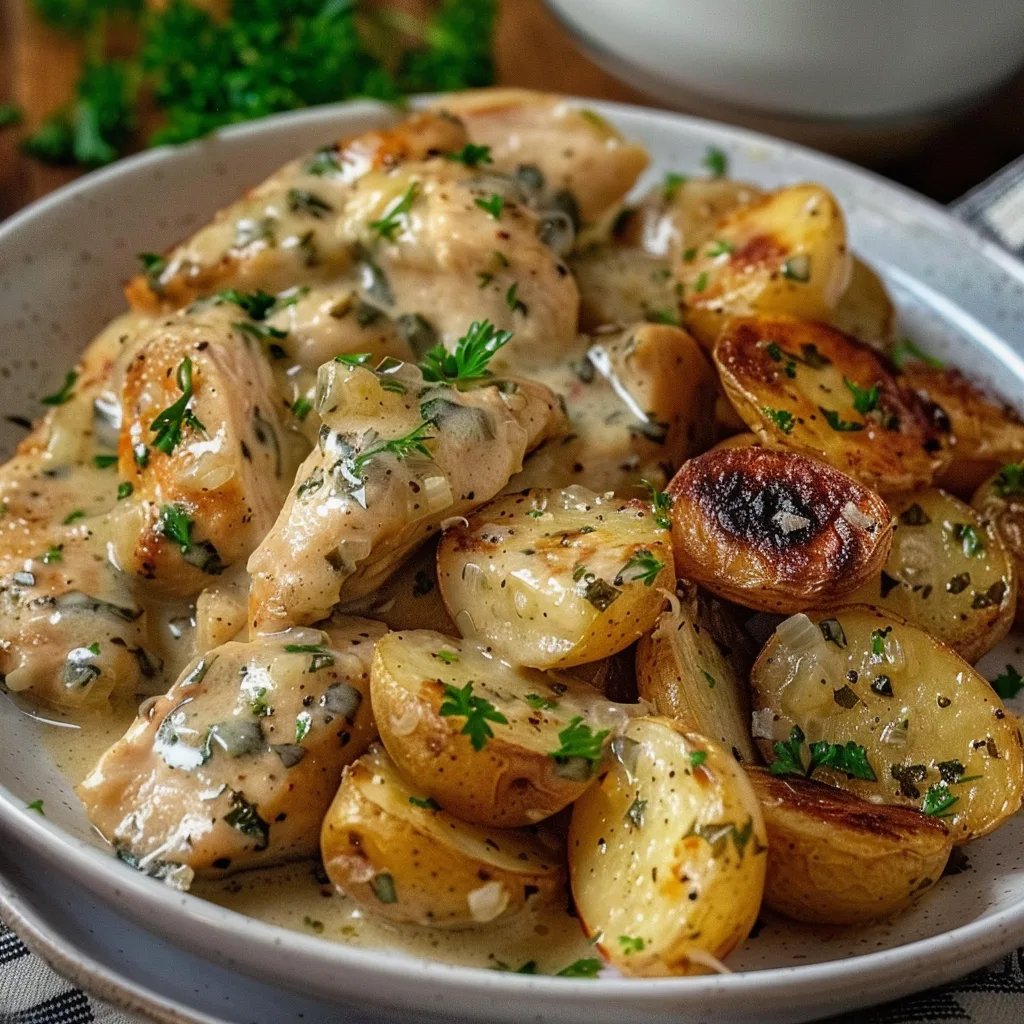 Easy Garlic Parmesan Crockpot Chicken & Potatoes