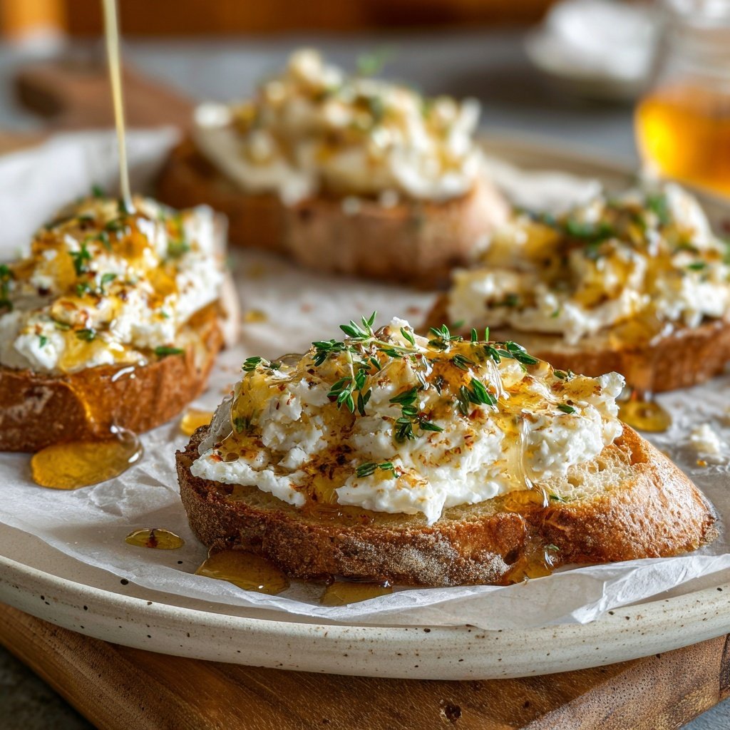 Goat Cheese Honey Crostini