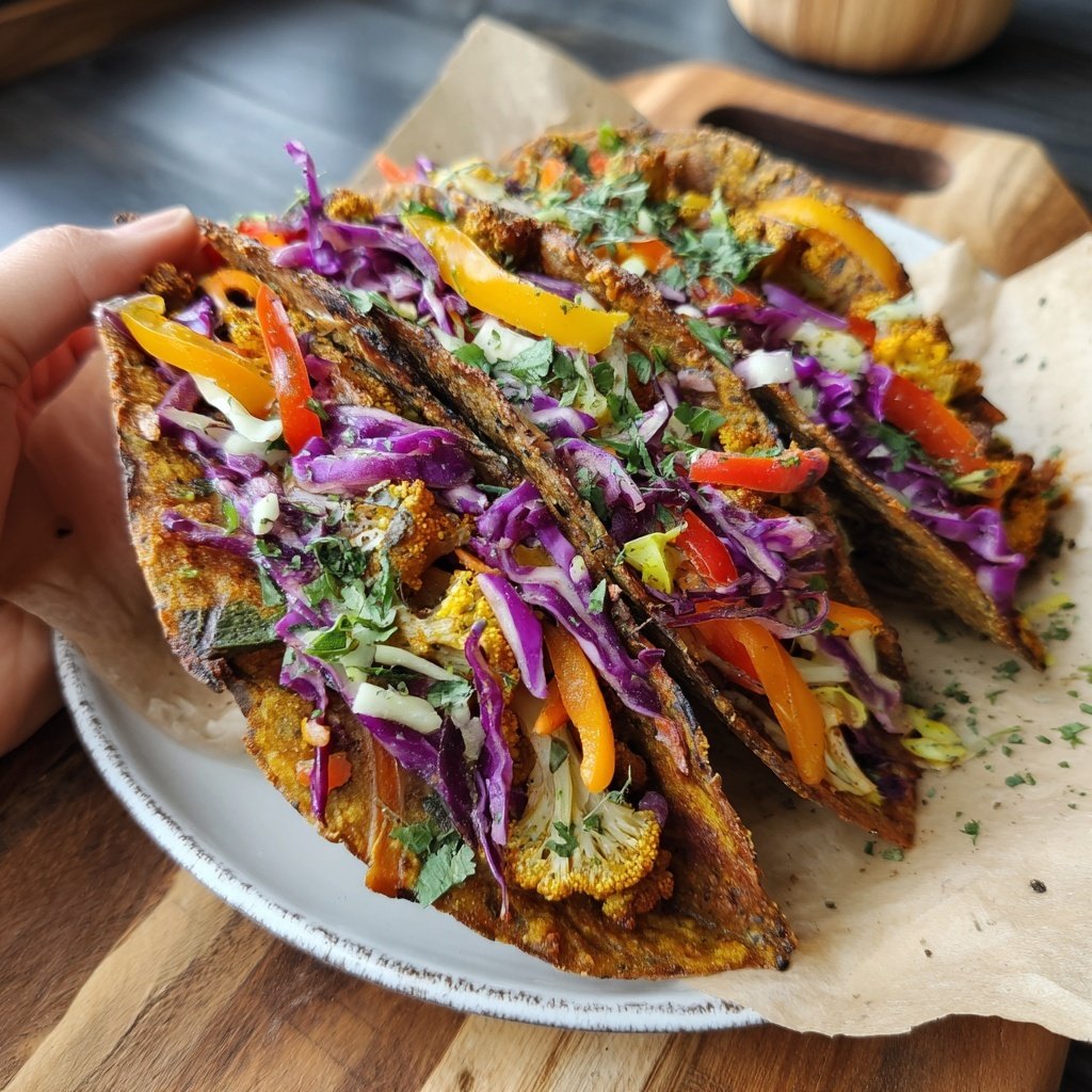 Crispy Veggie Tacos with Slaw