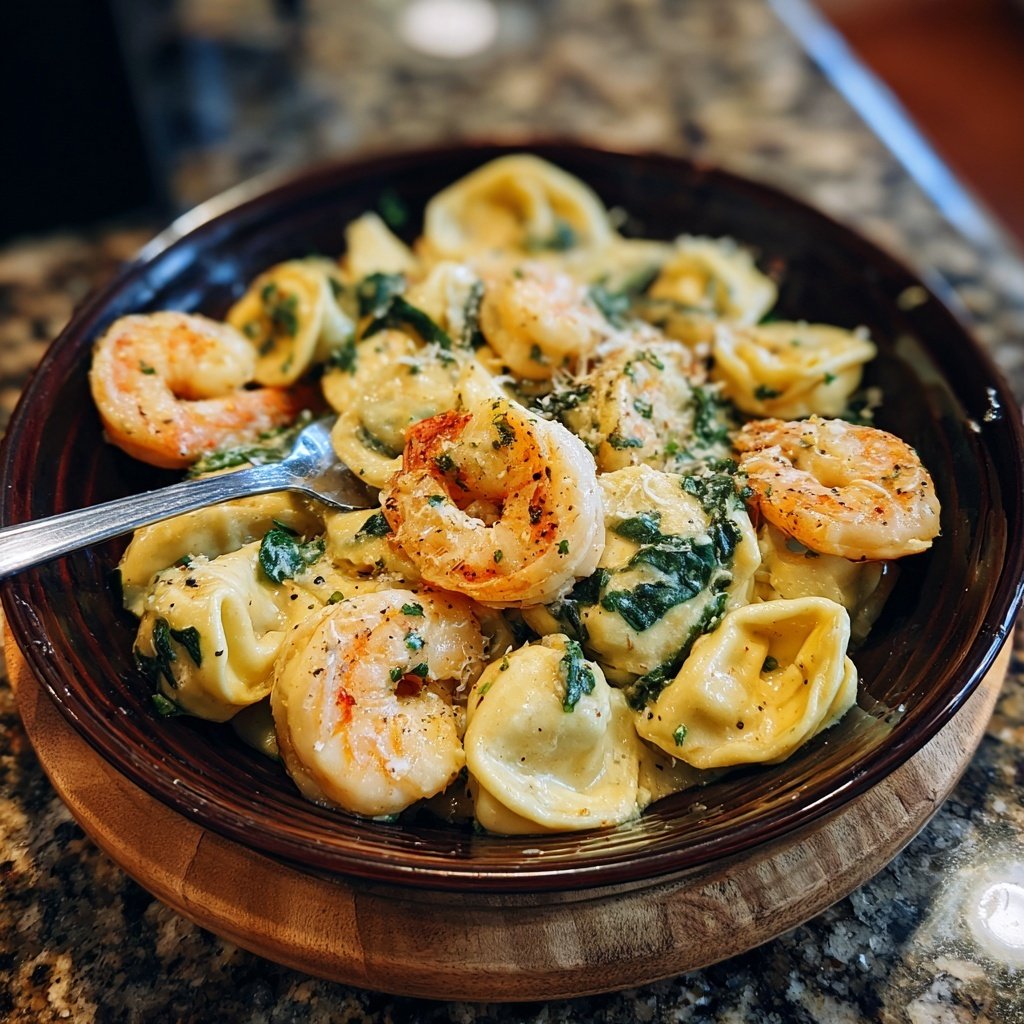 Shrimp Tortellini with Spinach