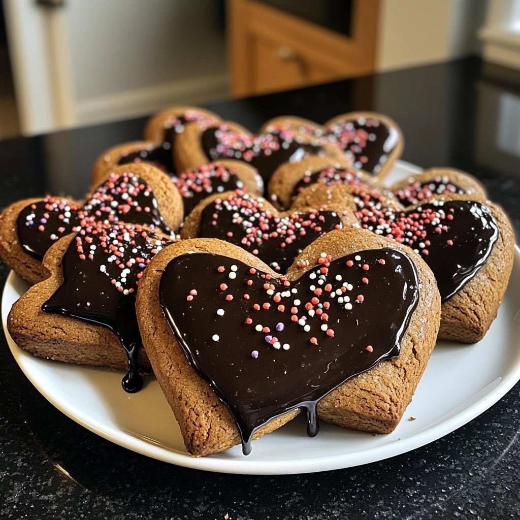 Gingerbread Hearts with Dark Chocolate Glaze