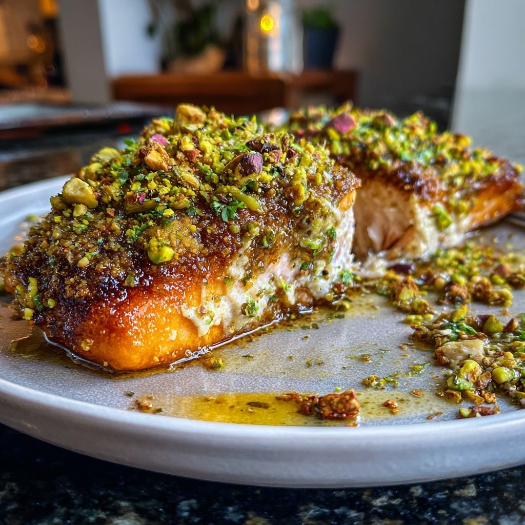 Confit Salmon with Tahini Pistachio