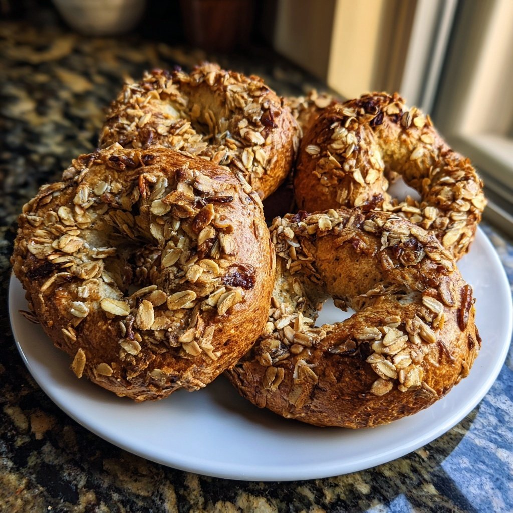 Protein Bagels with Honey Oat Topping