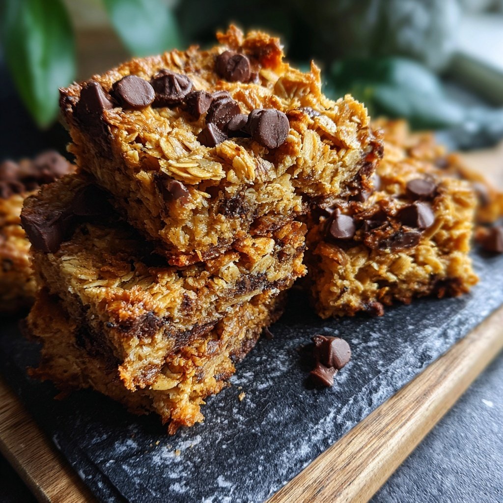 Baked Oatmeal Breakfast Squares with Chocolate Chips​