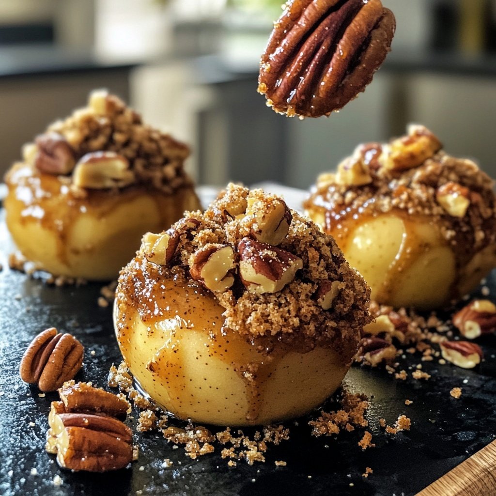 Festive Baked Apples with Marzipan and Pecans