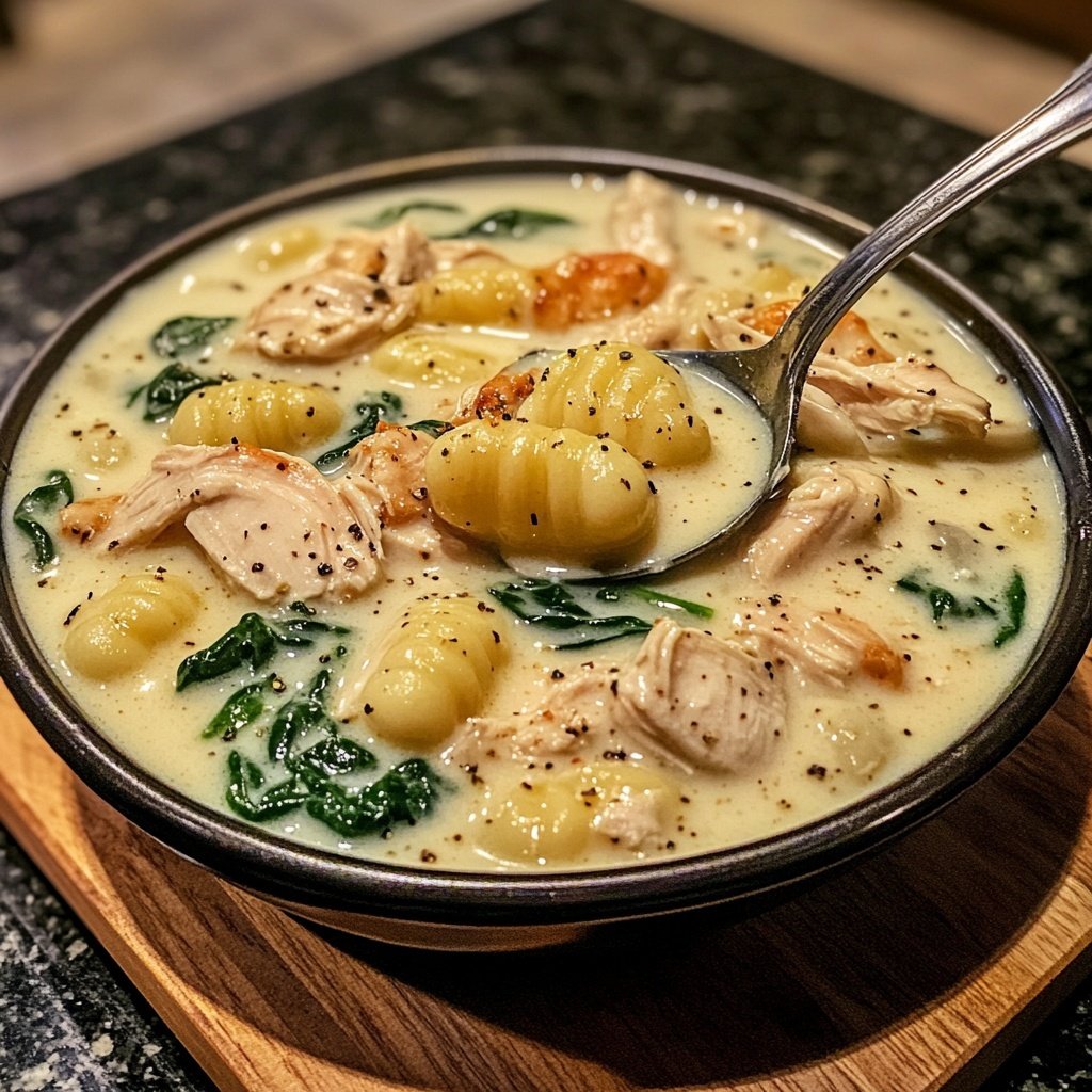 Creamy Crockpot Chicken Gnocchi Soup