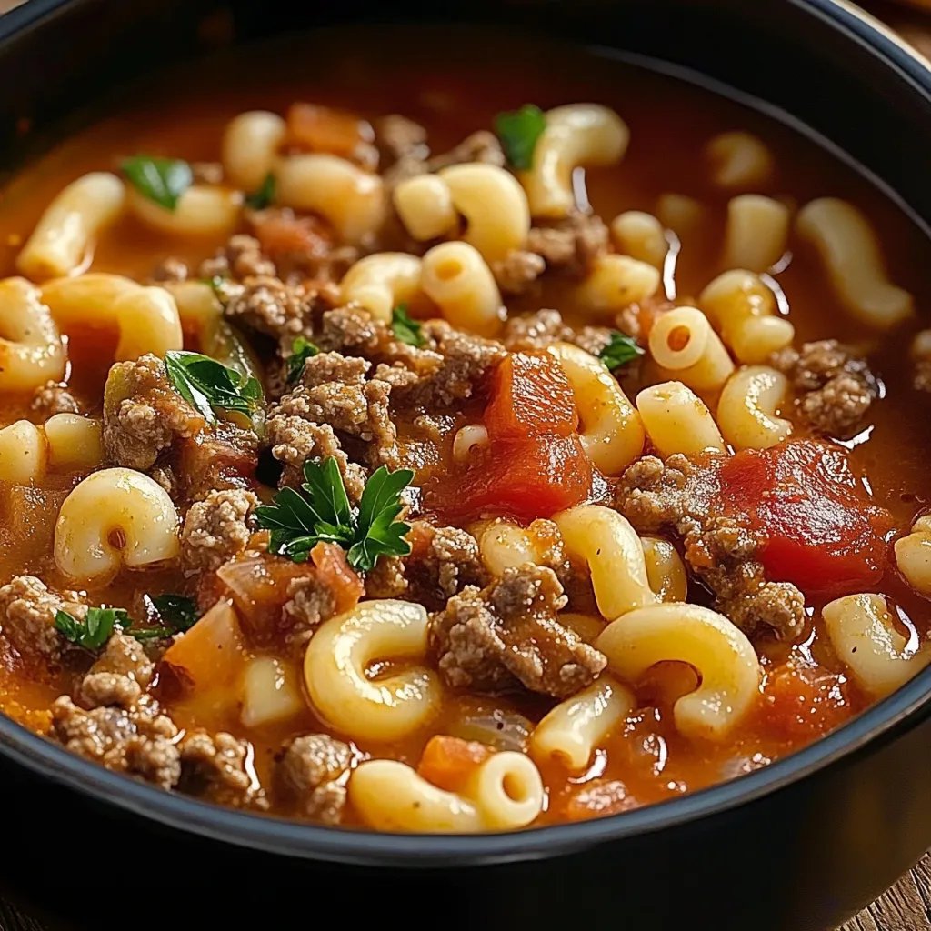 Beef & Tomato Macaroni Soup