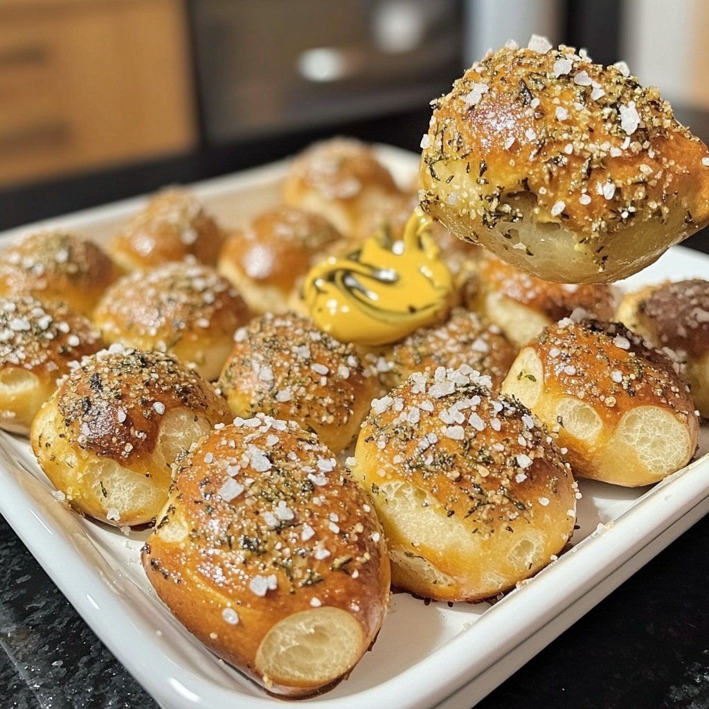 Herbed Pretzel Bites with Mustard