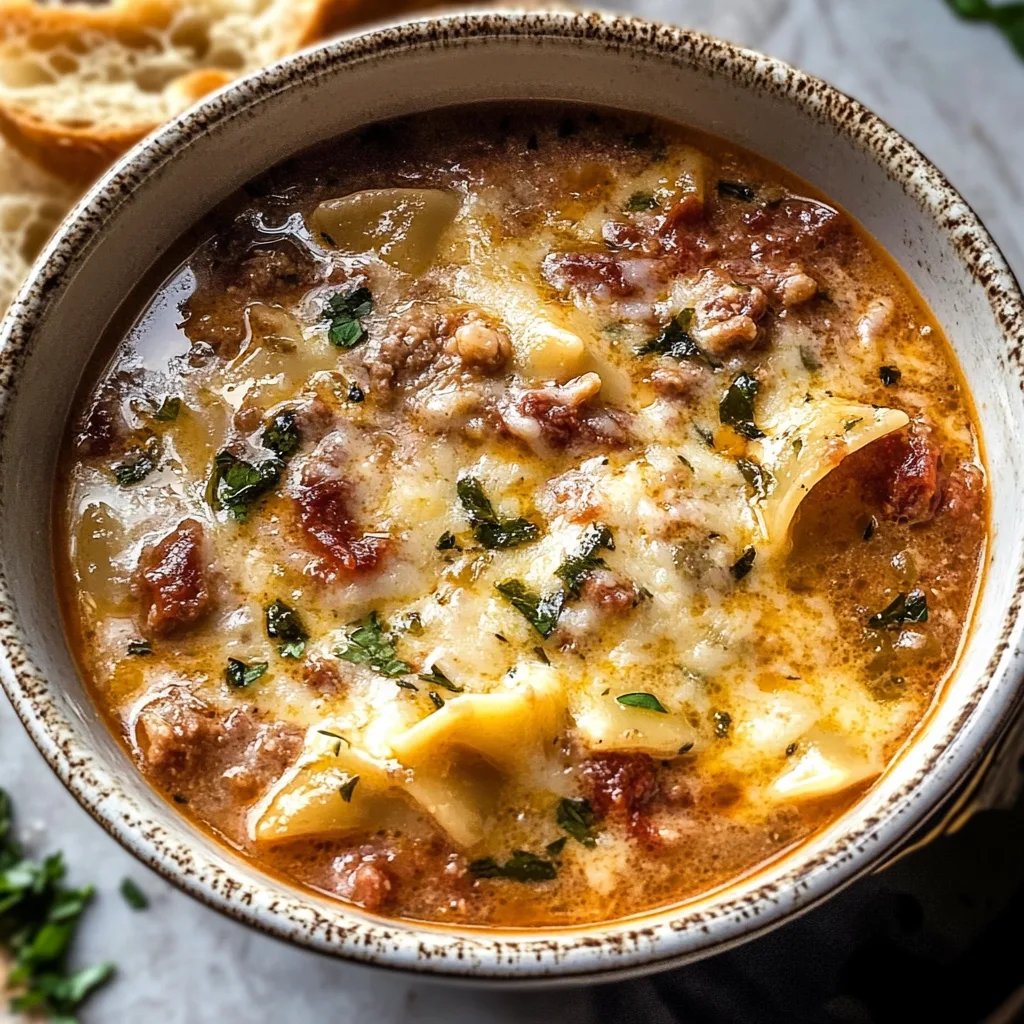 Crockpot Creamy Sun-Dried Tomato Lasagna Soup
