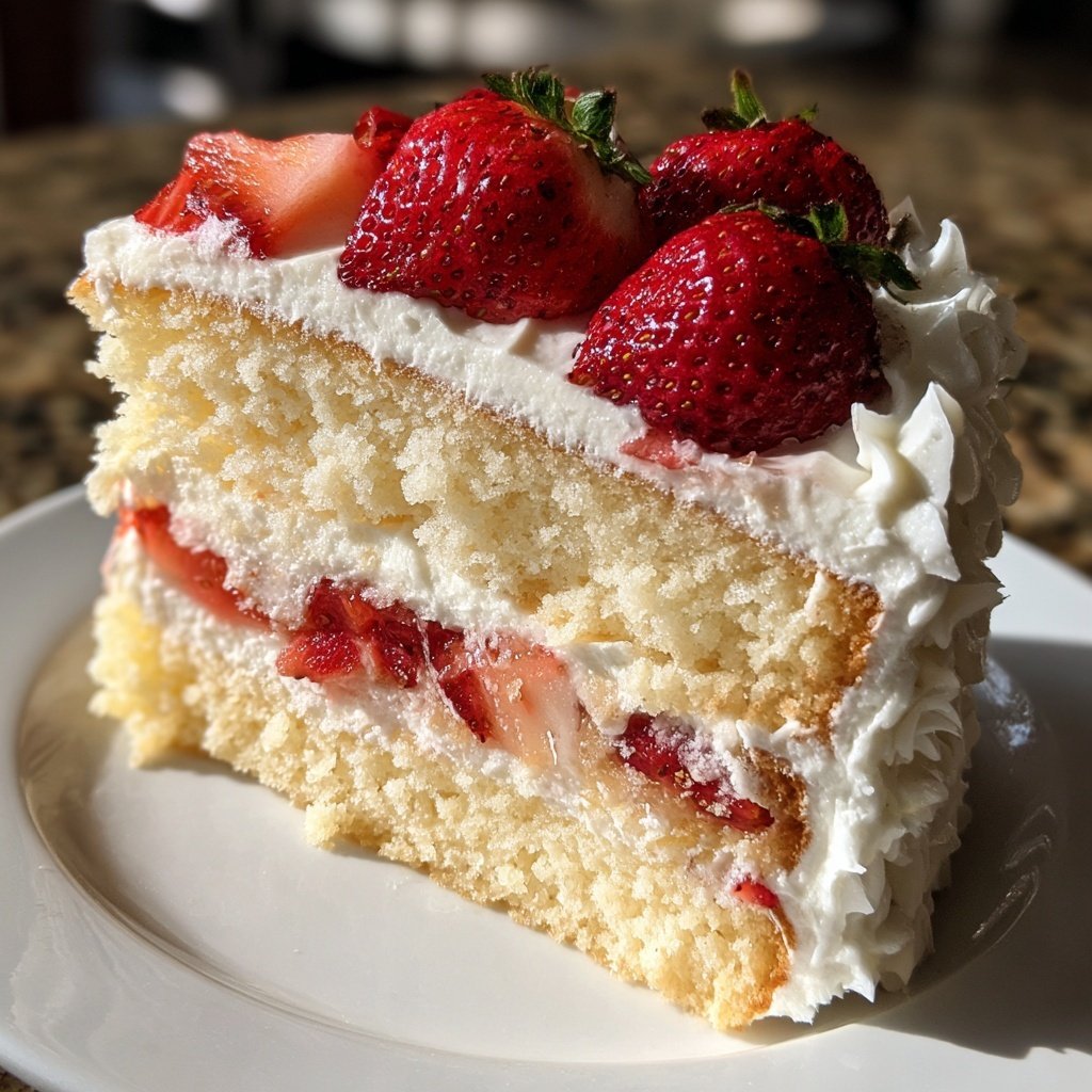 Yogurt Vanilla Cake with Fresh Strawberries