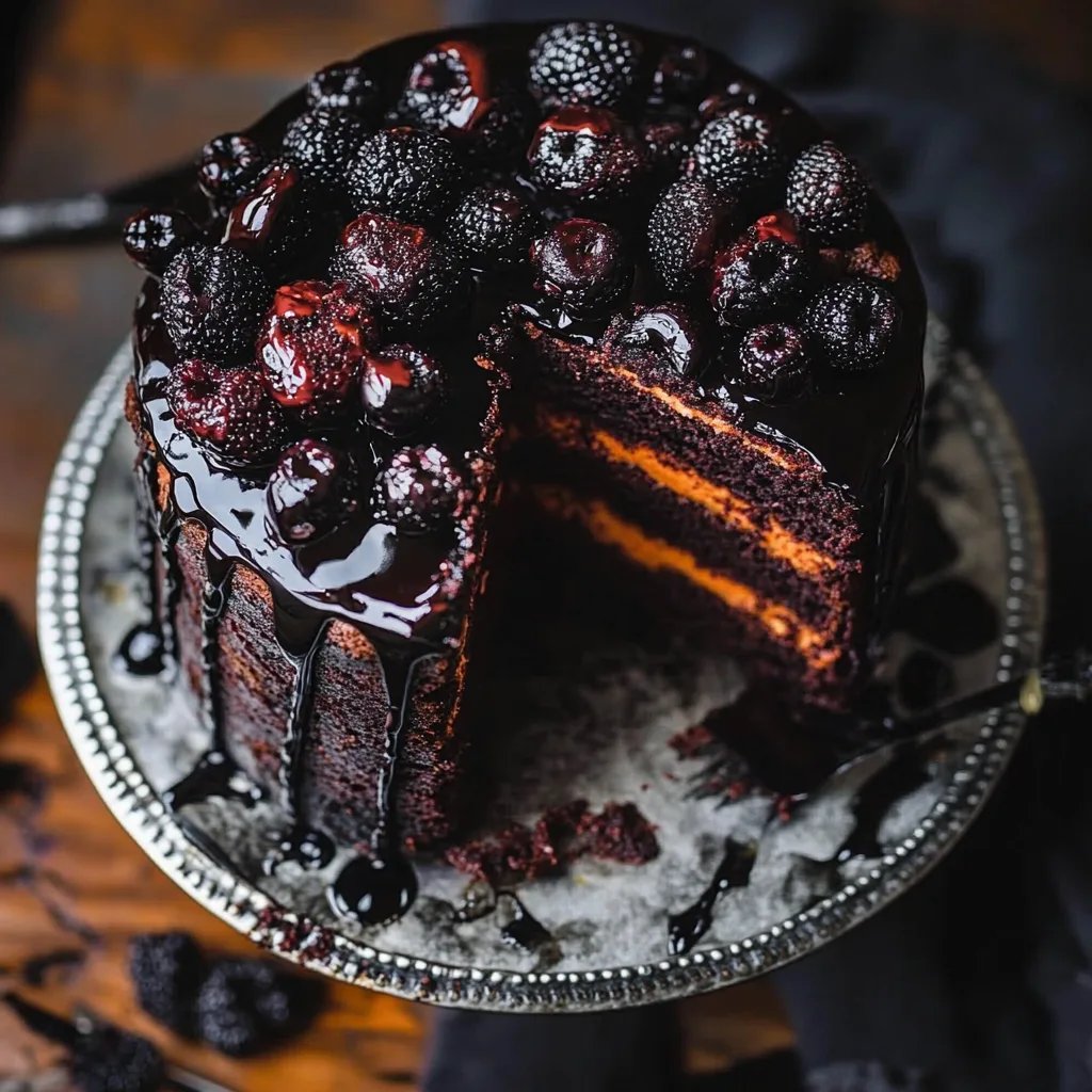 Black Velvet Halloween Cake