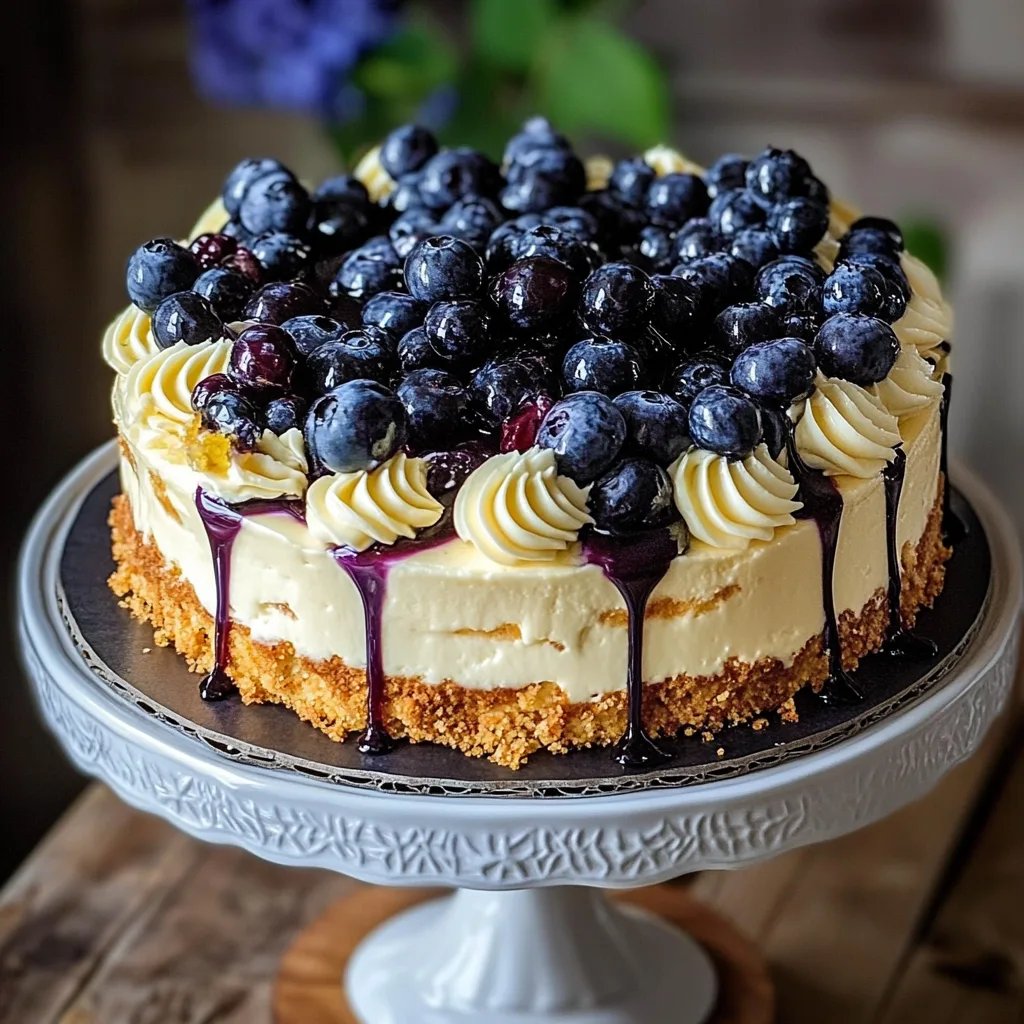 Lemon Blueberry Cheesecake Cake With Creamy
