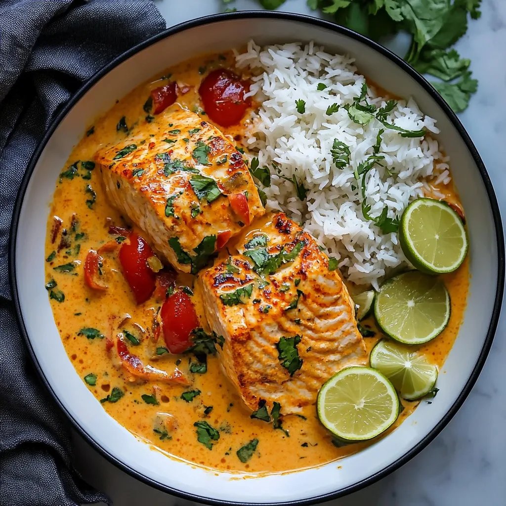 One-Pan Coconut Curry Salmon with Garlic Butter