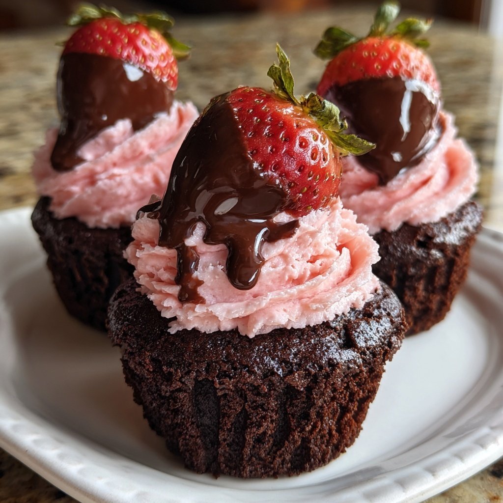 Chocolate Covered Strawberry Cupcakes