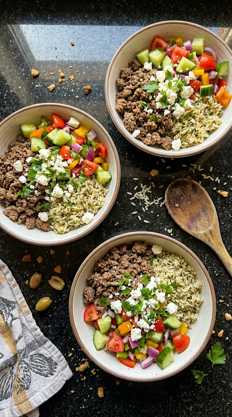 Mediterranean Ground Beef Bowls