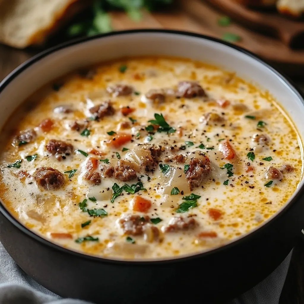 Italian Sausage Soup with Creamy Parmesan