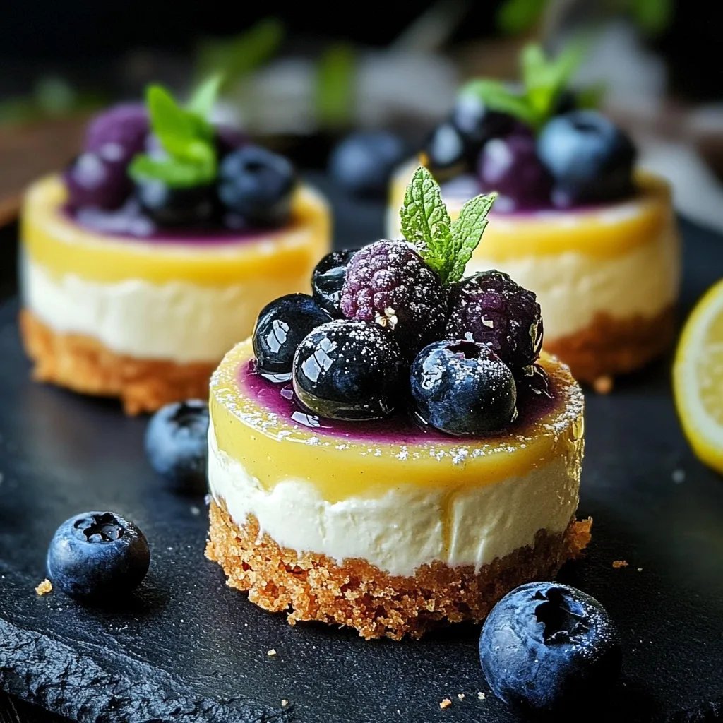 Mini Lemon Blueberry Cheesecakes